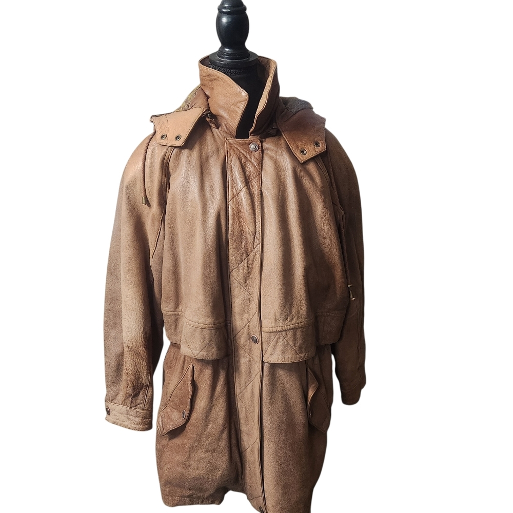 Womens WilsonLeather Vintage Tan Jacket Size Large